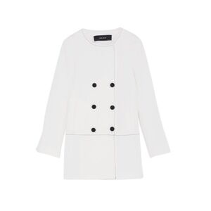 Zara Coat with Contrasting Black Topstitching Sz L